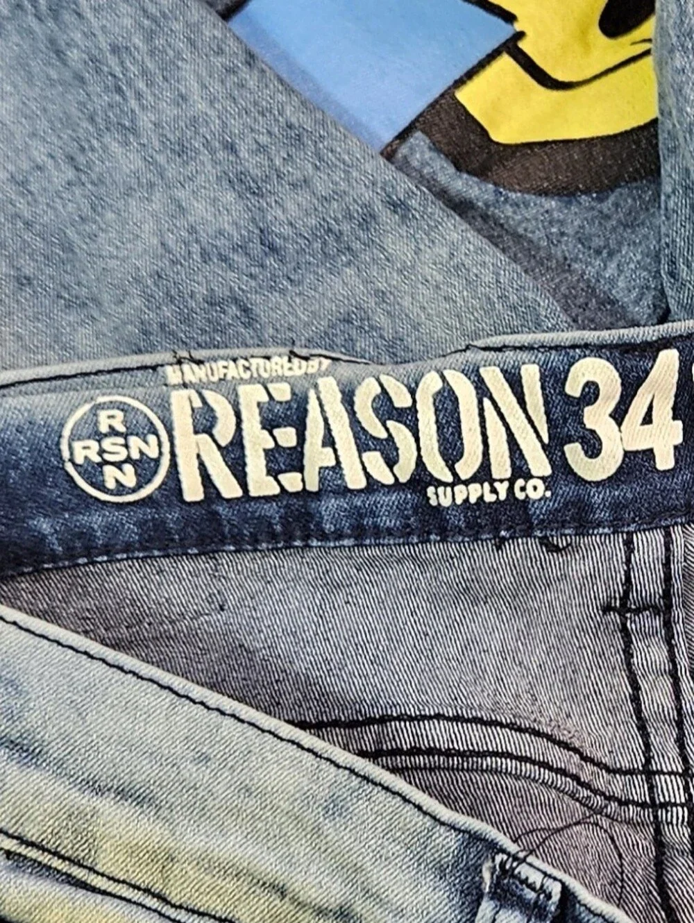 Reason New York Graphic Moto Patch Jeans Slim Fit Denim Mens 30x30 - Picture 15 of 16